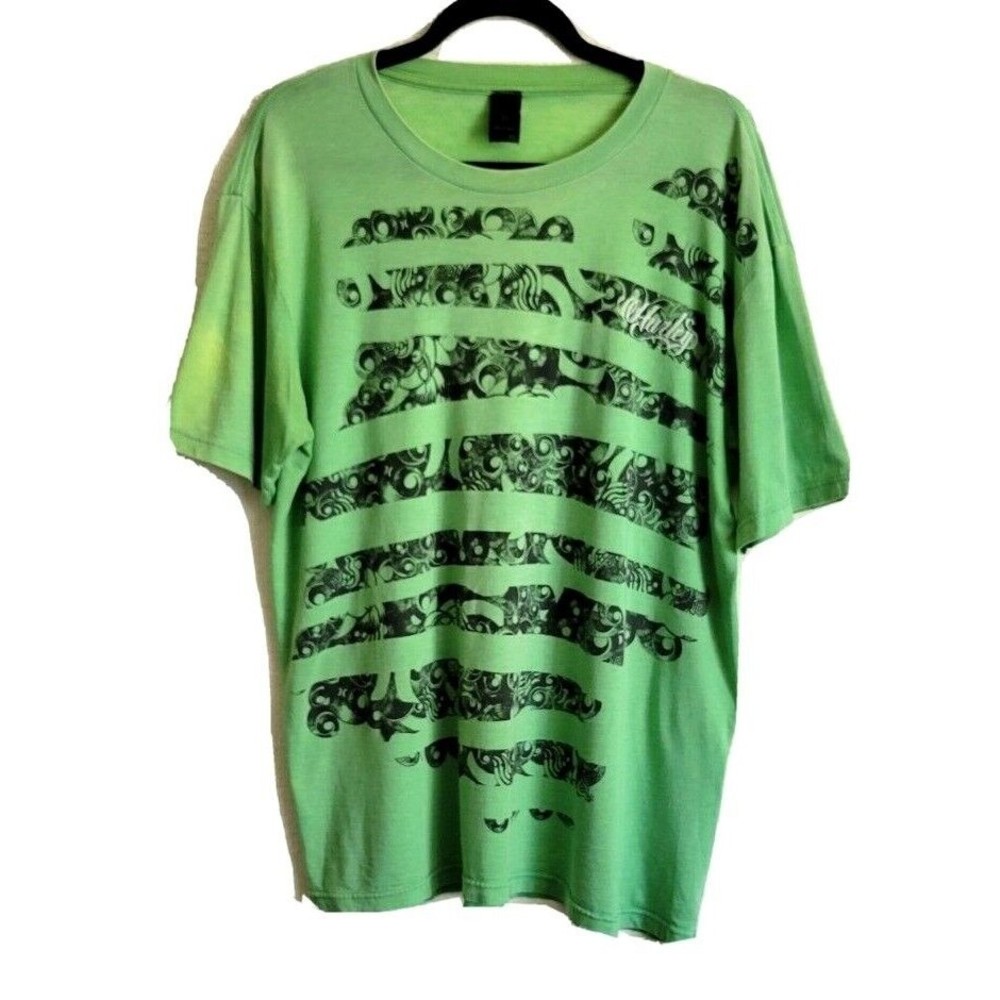 Hurley Green Wave Surf Pattern Graphic Mens LONDRES Script Logo XL Slim Fit